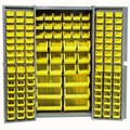 Global Industrial Bin Cabinet with 132 Yellow Bins, 38x24x72 662147YL